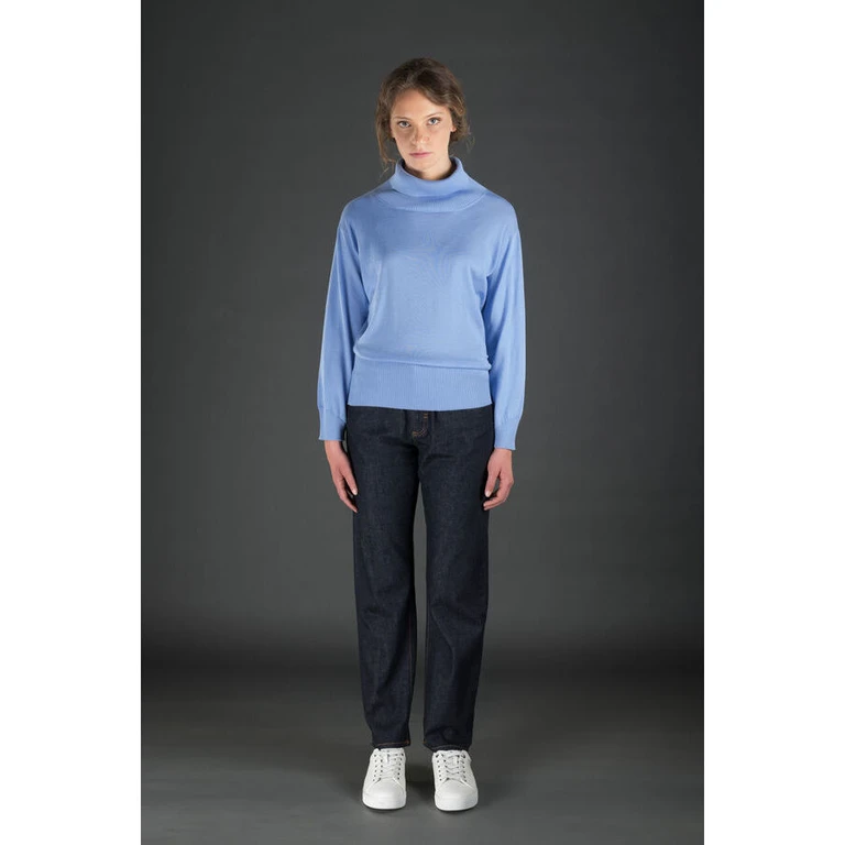 Women'S Light Blue Turtleneck Sweater, Size 40