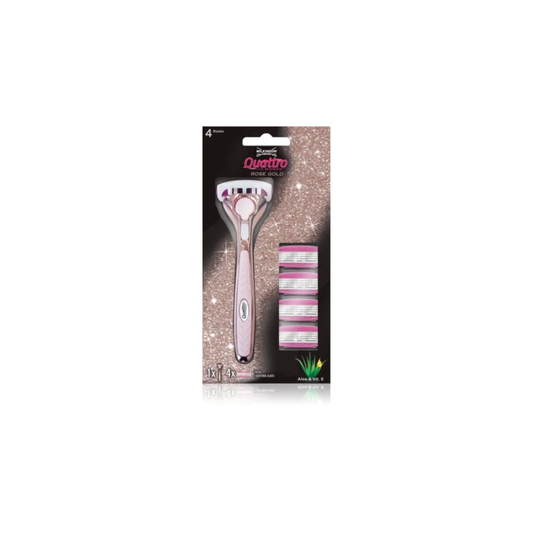 Quattro Women's Rose Gold Razor + 4pcs Replacement Head