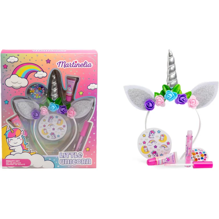 Little Unicorn Beauty Set: Unicorn Hair Band - 2 Lip Gloss - 1 Lip Gloss Pot - Stickers - Gem Stickers 1 unit