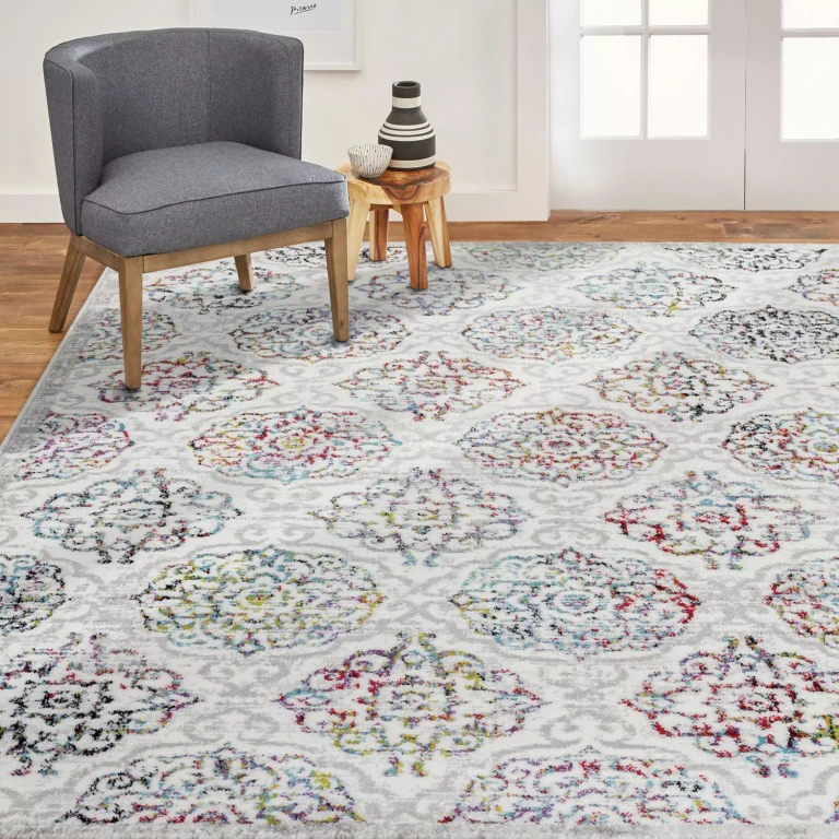 Area Rug, Assorted Designs & Sizes:- 5'x7', Blue/Ivory