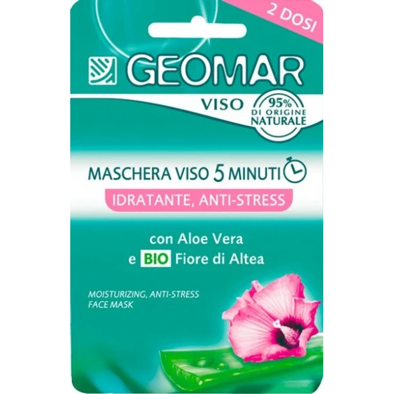 5-Minute Hydrating Anti-Stress Face Mask with Organic Marshmallow Flower and Aloe Vera, 2 x 15ml Doses