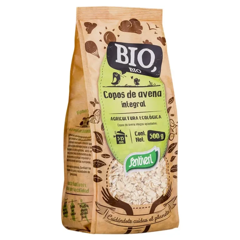 Organic whole grain oat flakes Santiveri, package of 500 g