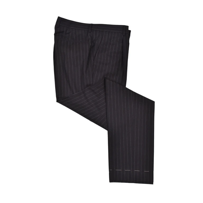 Black Virgin Wool Pinstripe Trousers