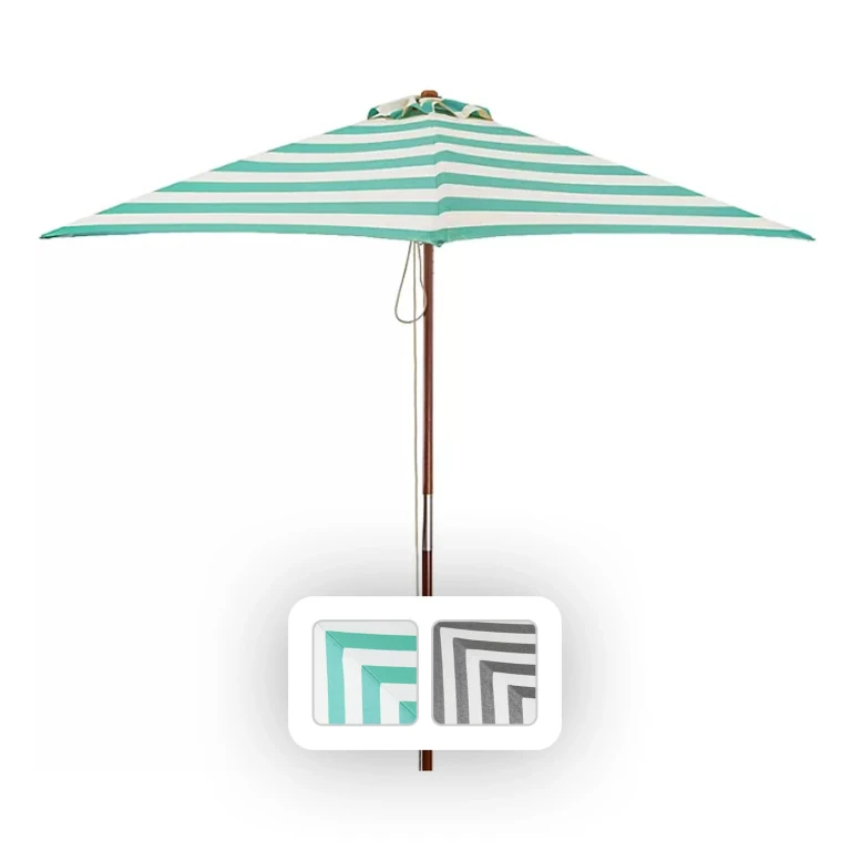 Classic Wood 6.5 ft Square Market Umbrella (Black and Ivory):- Black and Ivory
