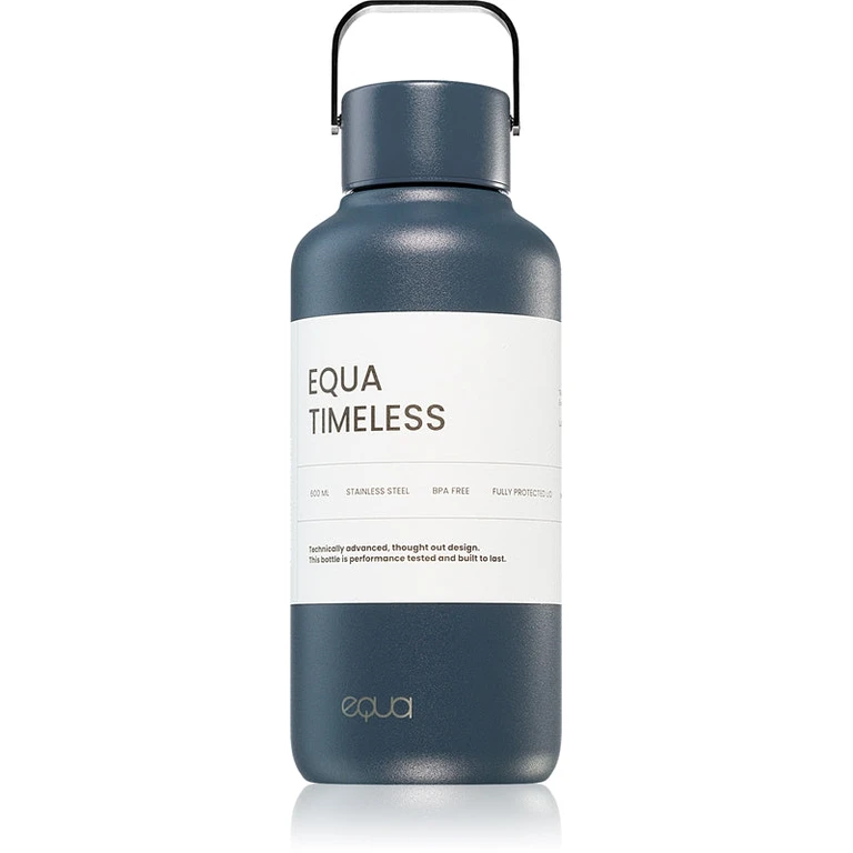 Timeless Small Stainless Steel Water Bottle, Navy Color, 600ml