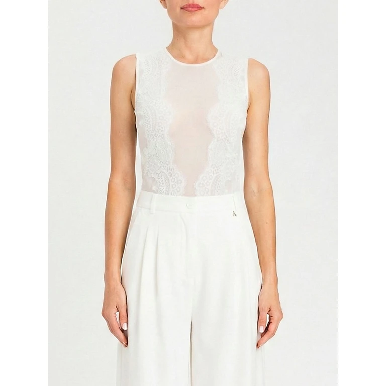 Jersey and Lace Bodysuit Top (261AP229300526)