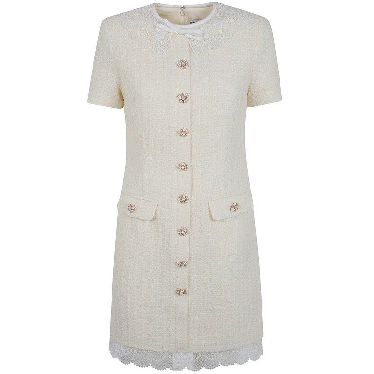 Dress Boucle Lace Trim "Pf26.002B Cream"