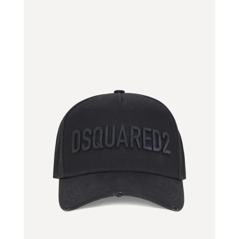 Black Cotton Baseball Cap With Front Logo Lettering für Herren