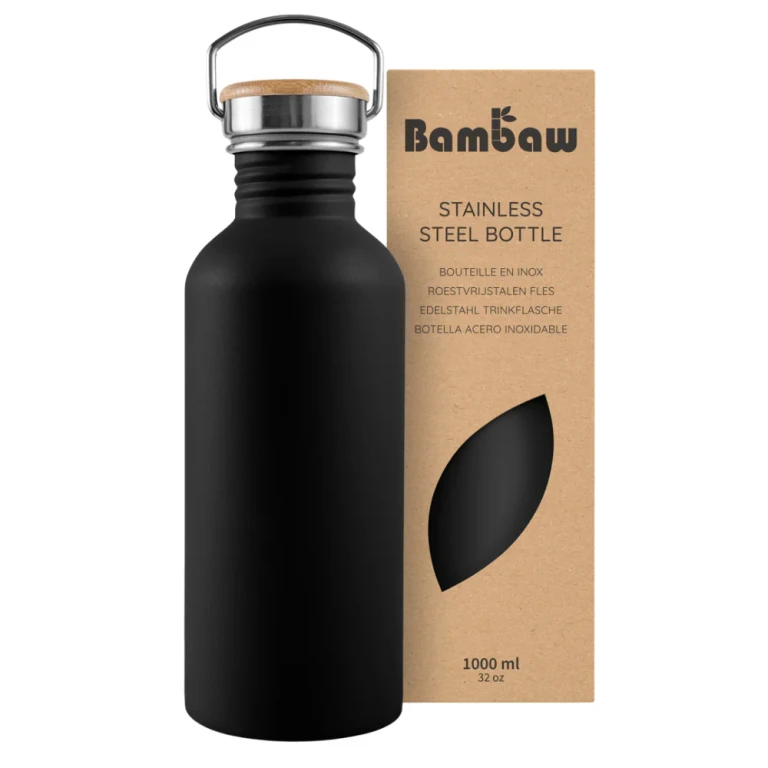 Stainless Steel Water Bottle 1000ml Jet Black