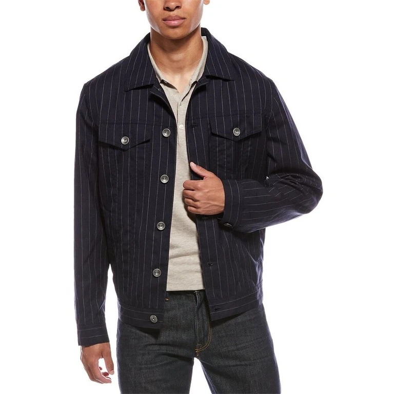 Navy Wool Pinstripe Jacket