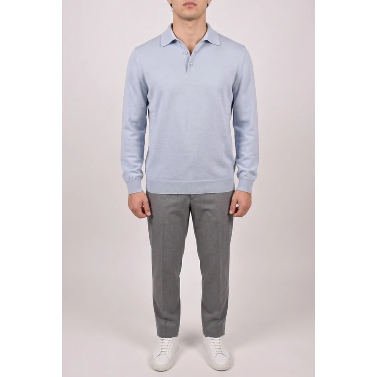 Light Blue Cashmere Polo Sweater