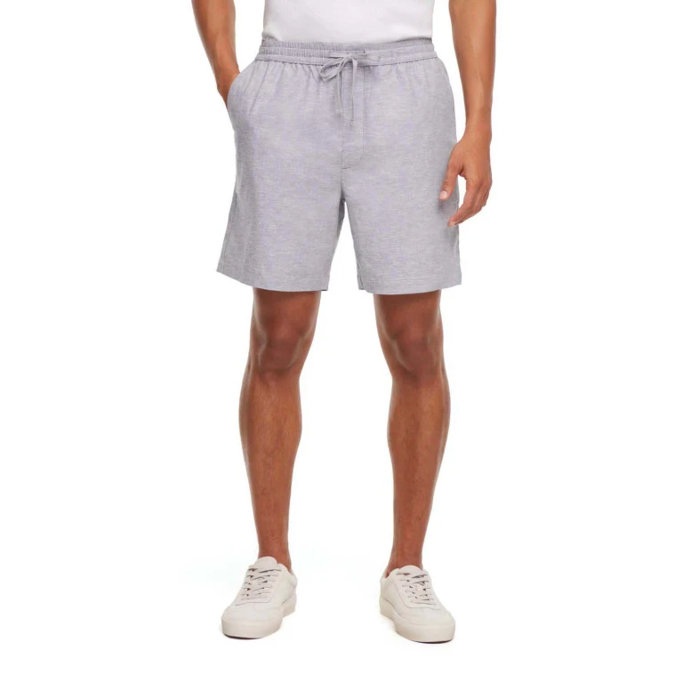 Men's Linen Pull-On Shorts Grey XS:- Grey, XS