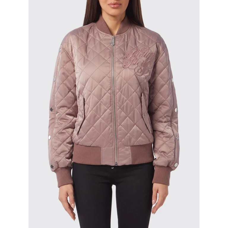 Cropped Quilted Nylon Bomber Jacket with Embroidered Collar (FAECWRB1508PNY002N62)