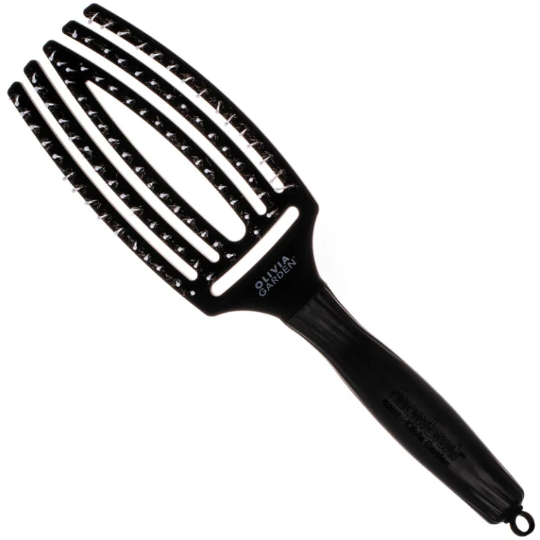 Finger Brush Combo Medium, detangling brush with boar bristles, various colors Full Black | Complete black
