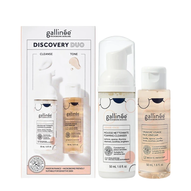 Duo Set Gallinee: Microbiome Skincare, prebiotics and postbiotics, purifying, cleansing foam, 50ml +, prebiotics and postbiotics, soothing, lotion, fo