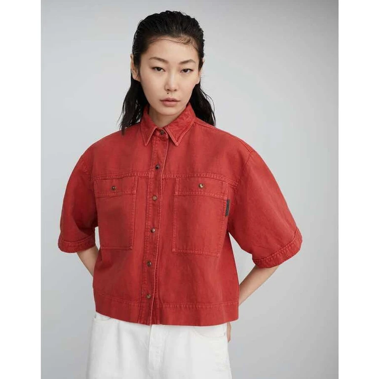 Red Oversized Cotton Linen Jacket