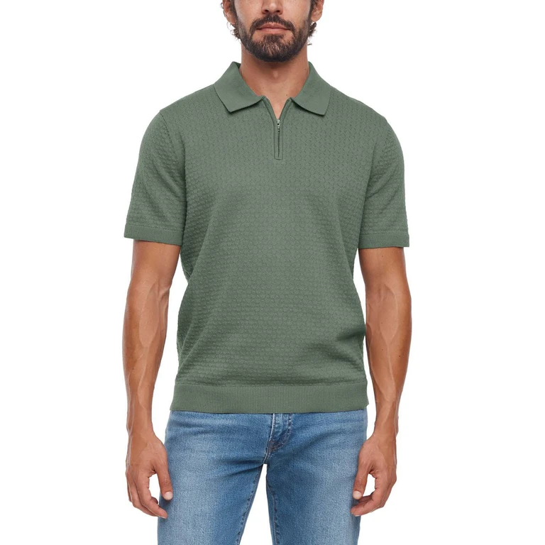 Zip Sweater Polo Green S:- Green, S