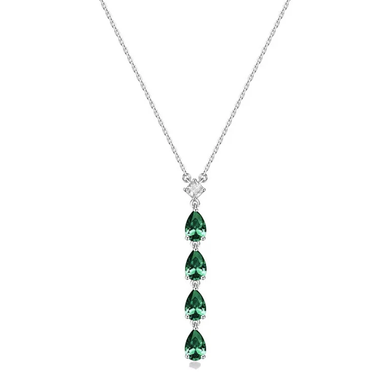 Silver Necklace with Cubic Zirconia Fantasy Verde Life Flg110