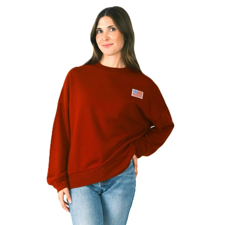 WOMEN'S AMERICANA CREWNECK SWEATSHIRT - RED XL:- XL, Red
