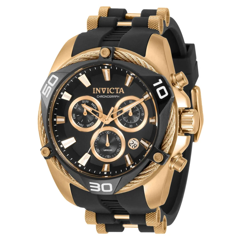 Men's Bolt Quartz 50mm Gold and Black, Black Dial