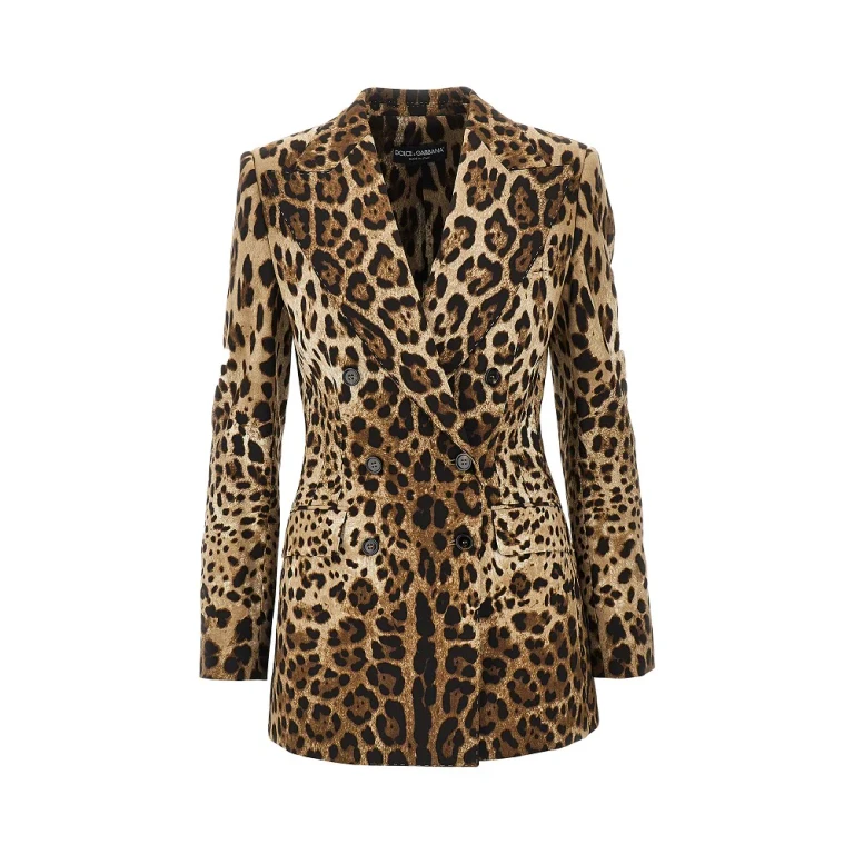Chaqueta cruzada con estampado animal