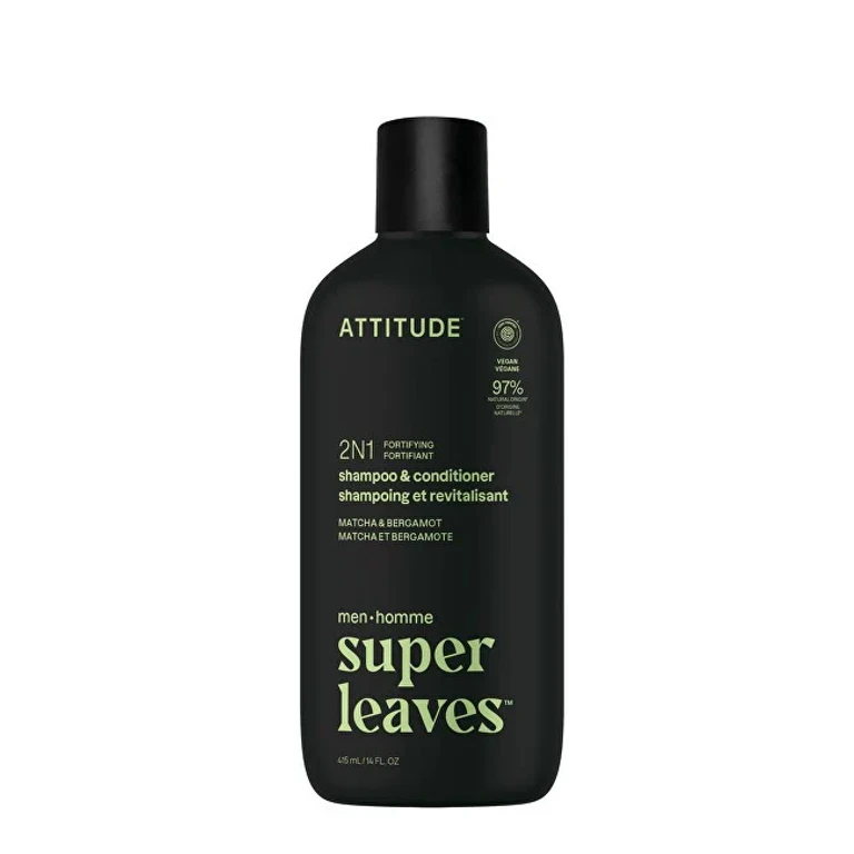 Strengthening Shampoo and Conditioner for Men 2 In 1 Super Leaves Matcha & Bergamot (Shampoo and Conditioner) 415 Ml