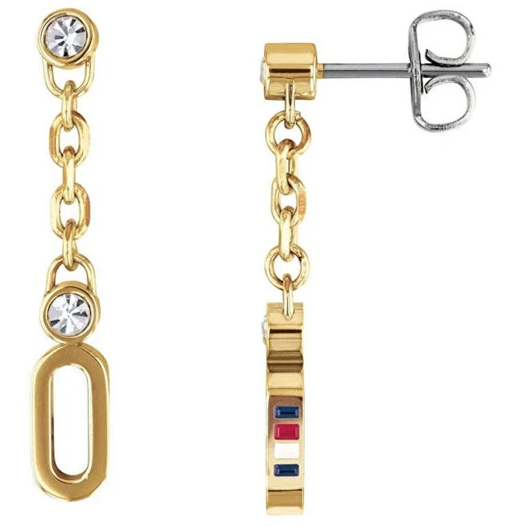 Gold-Plated Earrings with Crystals Th2780089