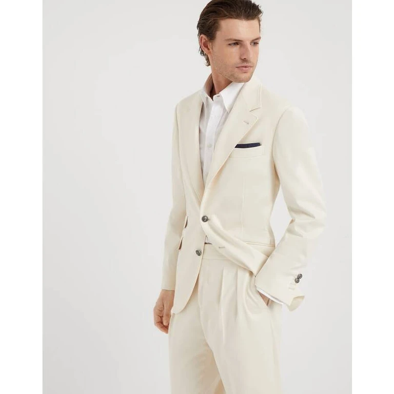 Off White Wool Cotton Blazer
