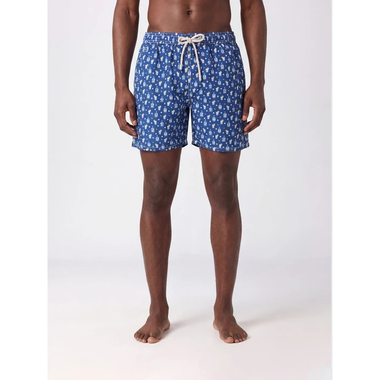 Graphic Print Swim Shorts with Drawstring Waist (LIG000307658L)