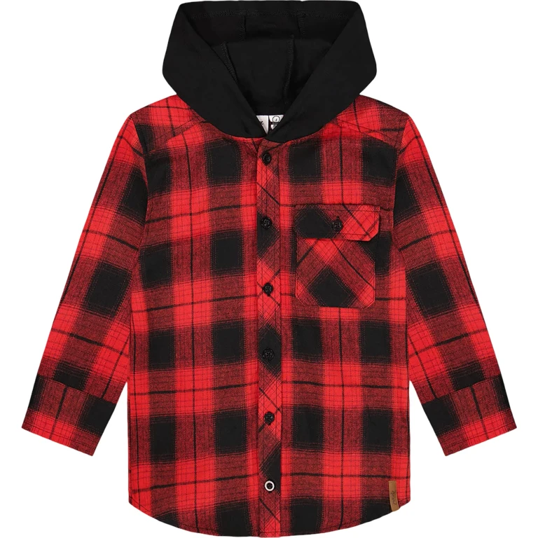 Plaid Flannel Shirt with Hoodie - Little Boy