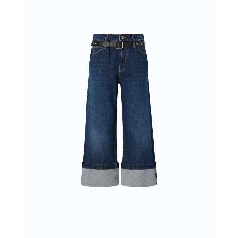 Jean cropped avec ceinture en cuir - 24