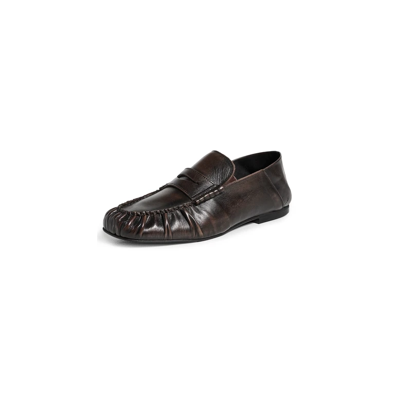 Aven Mule Leather Loafers Vintage Effect Brown 41