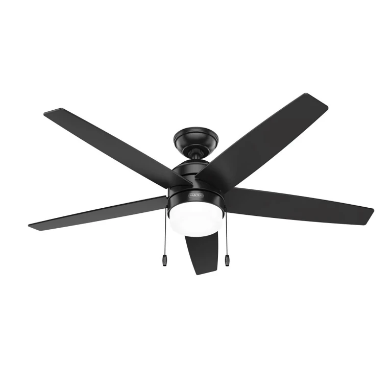 Hunter Bardot Ceiling Fan with LED Light Kit and Pull Chain - 52' Matte Black:- 52', Matte Black