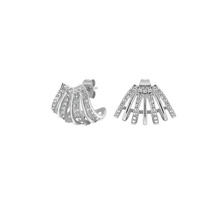 Sparkling Steel Earrings With Crystals Swarovski Jeccs-J1030