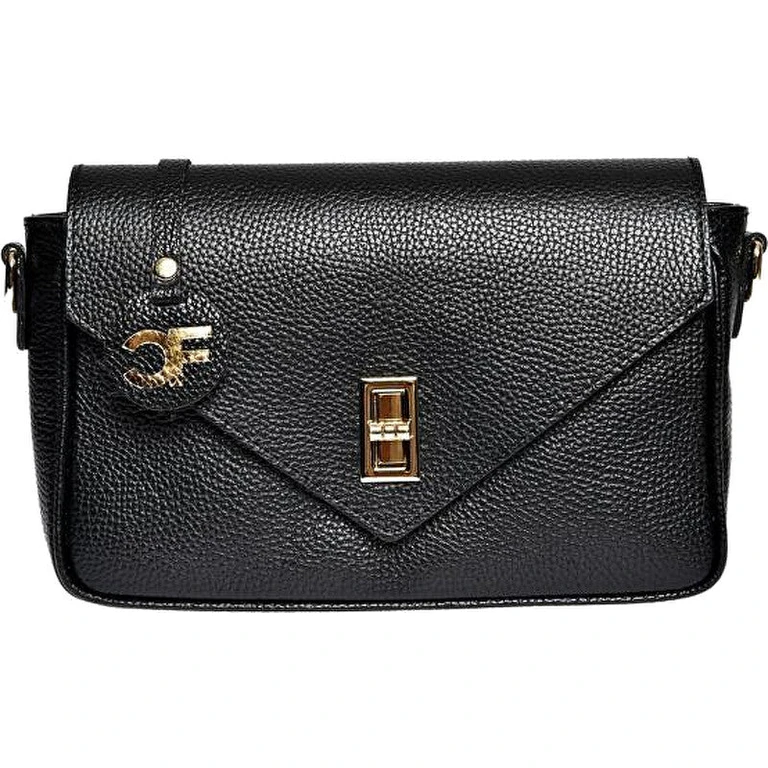 Black Leather Shoulder Bag for Women
