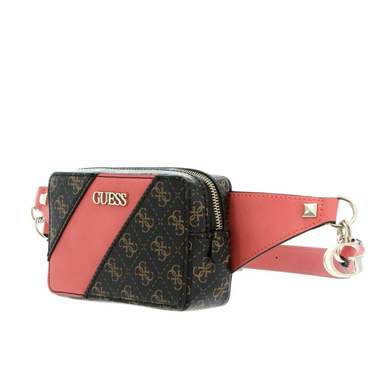 , Camy, fabric bum bag, 4G logo, coral/brown, for women