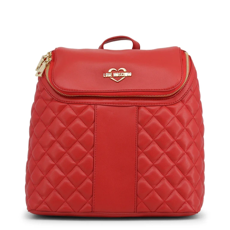 , Love, Faux Leather, Fabric Backpack, Red, 2 Pockets, Women