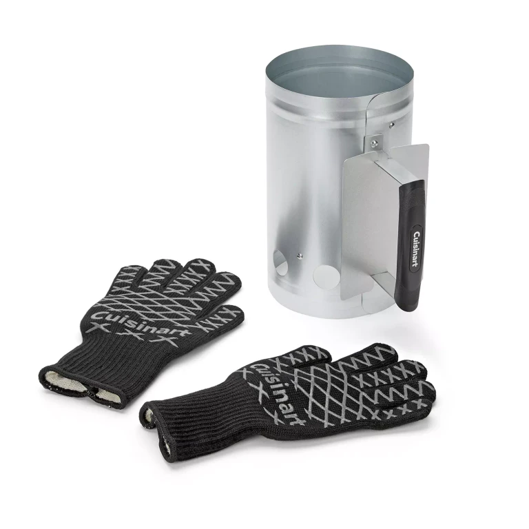 Charcoal Chimney Starter w/ Heat Resistant Gloves