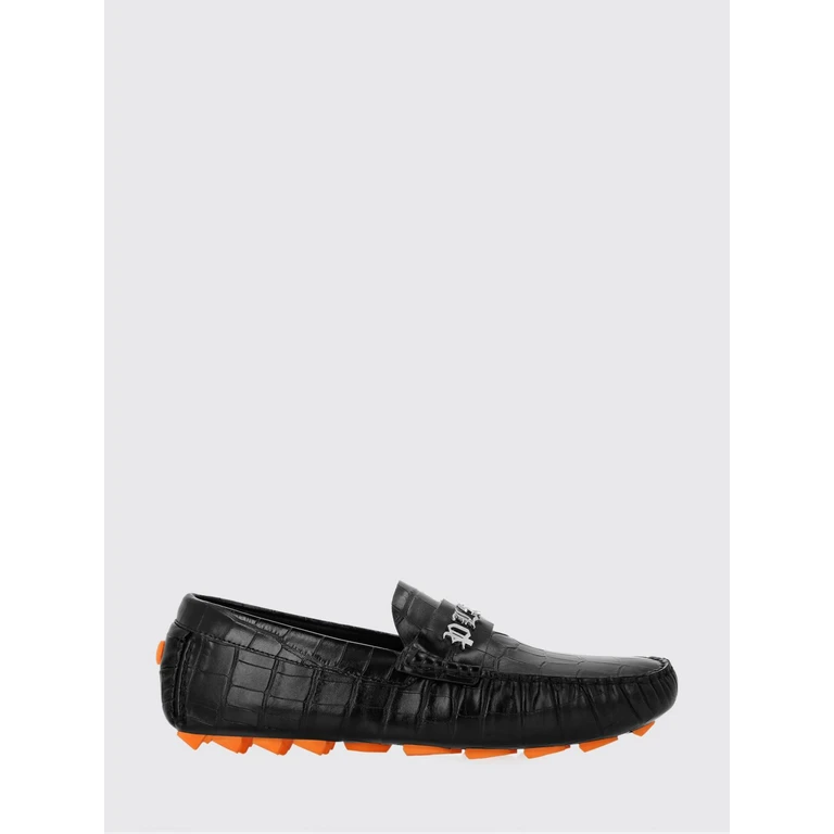 Leather Driver Loafers with Crocodile Print and Metal Logo (FADSMSB0794PLE010N02)