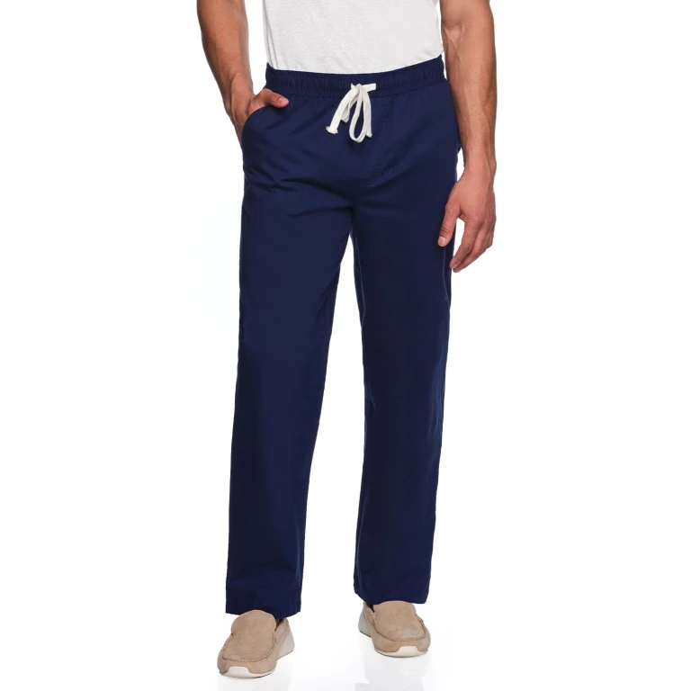 LINEN PULL ON PANT:- Navy, S
