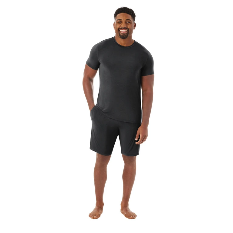 Mens Ss And Short Pj Set Black XS:- Black, XS