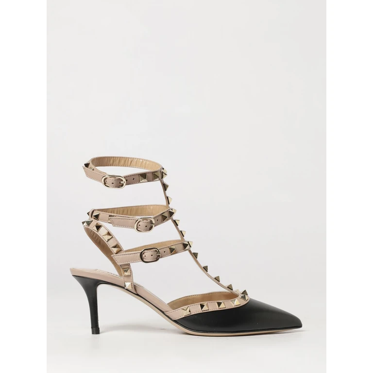 Rockstud Leather Slingback Pumps with Studs and Mid Stiletto Heel (S0375VODN91)