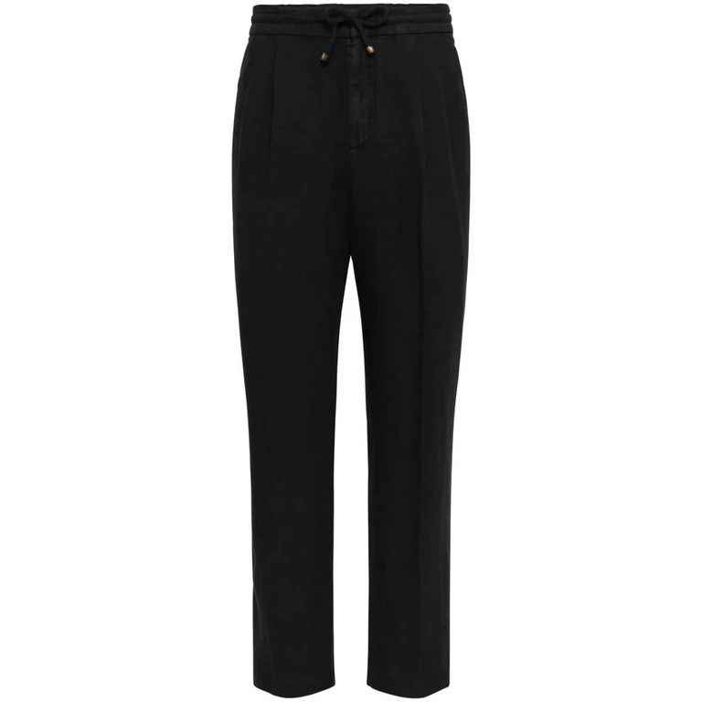 Black Linen Relaxed Trousers