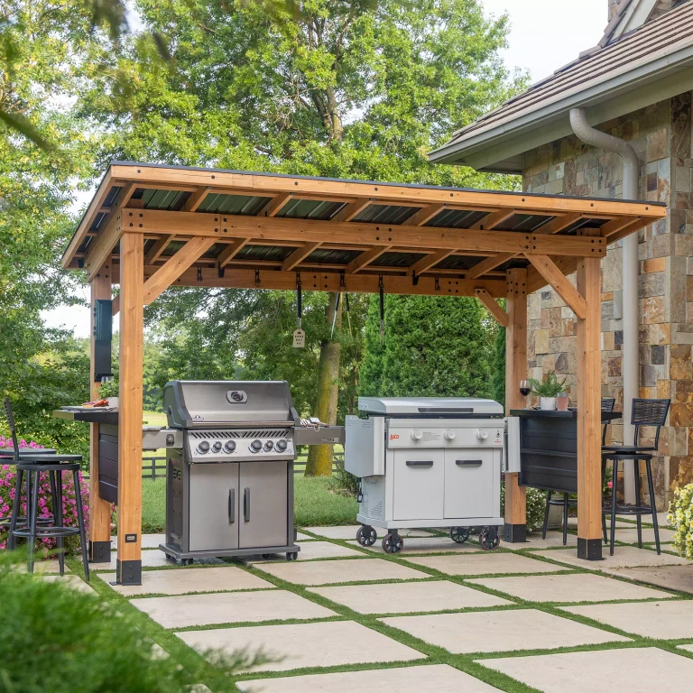 Briarton Grill Gazebo XL w/ Cantilever Roof:- Assembled