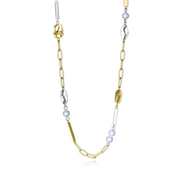 Delicate Gold-Plated Necklace with Chic Synthetic Pearls 75372C01019