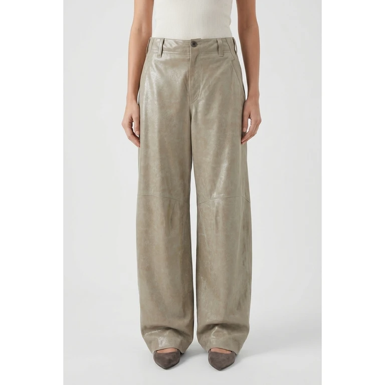 Wolight Khaki Leather Trousers