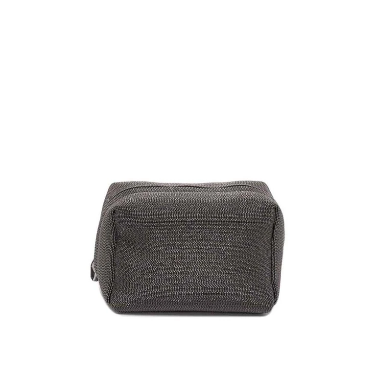 Ultra Black Textured Leather Pouch