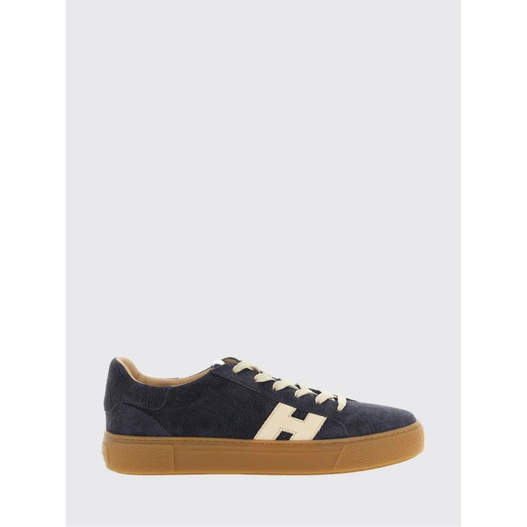 H705 Sneakers en veau et daim avec logo H contrastant