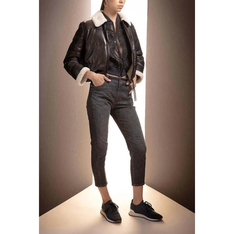 Woblack Classic Denim Cropped Trousers
