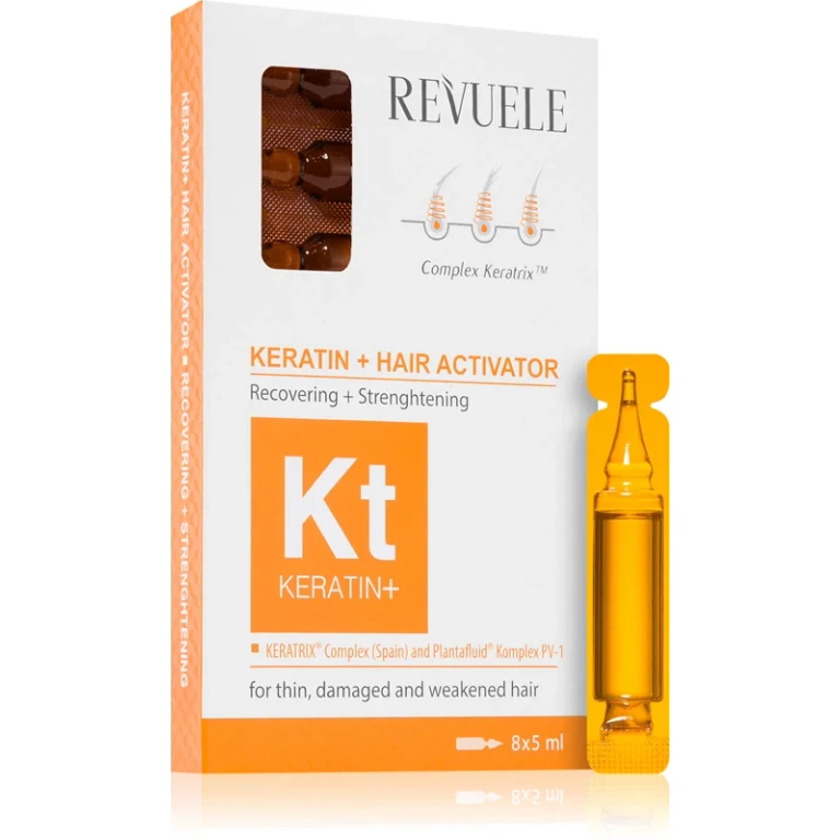 Keratin+ ampoule for weak, tired hair 8× 5 ml